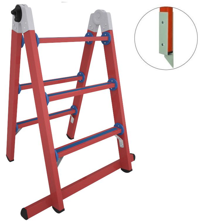 Лестница диэлектрическая ЛСПТД-1.0 Мг трансформируемая в стремянку стеклопластик. Антиток Д471584