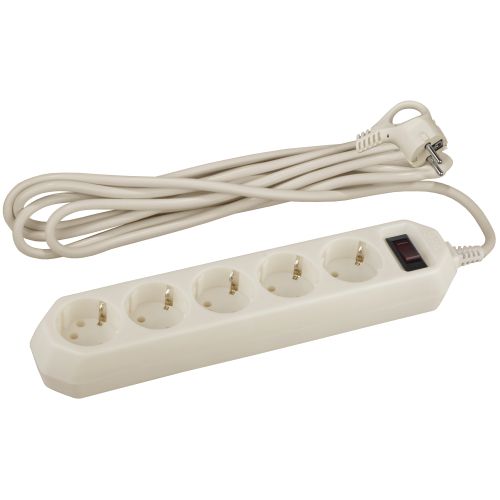 Удлинитель с сетевым фильтром 5х3м с заземл. 10А IP20 USF-5es-3m-I ПВС 3х0.75 с выкл. сл. кость Эра Б0019035