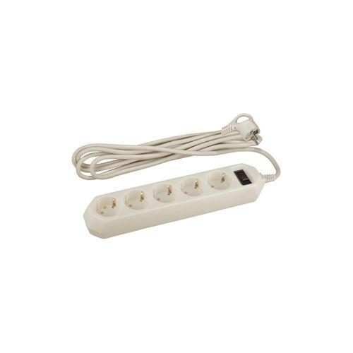 Удлинитель с сетевым фильтром 5х5м с заземл. 10А IP20 USF-5es-5m-I ПВС 3х0.75 с выкл. сл. кость Эра Б0019739