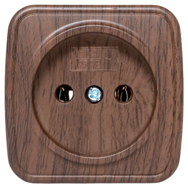 Розетка 1-м ОП Минск 10А IP20 без заземл. темн. дерево EKF EGR10-022-40