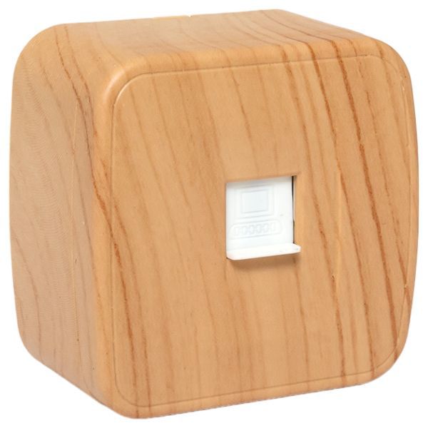 Розетка компьютерная 1-м ОП Минск RJ45 1А 120В свет. дерево EKF EGK01-035-30