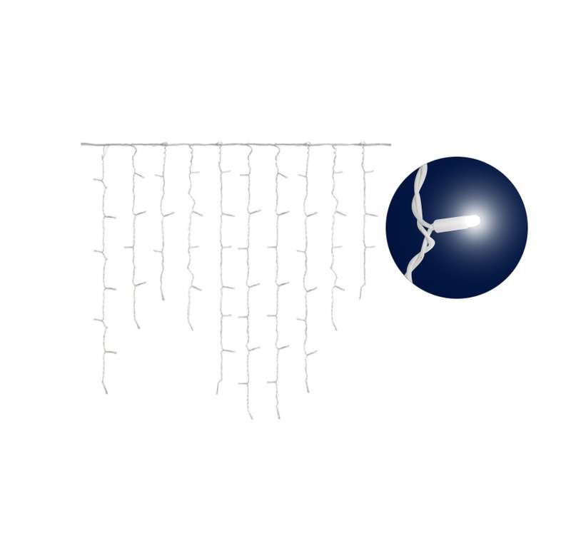 Гирлянда "Бахрома" светодиодная ULD-B3010-200/TWK BLUE IP67 с эффектом мерцания 3м соединяемая 200 светодиодов син. провод бел. Uniel UL-00002330