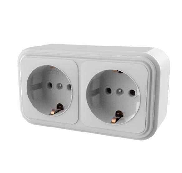 Розетка 2-м ОП Викинг с заземл. бел. БЕЛТИЗ RA16-238-Б
