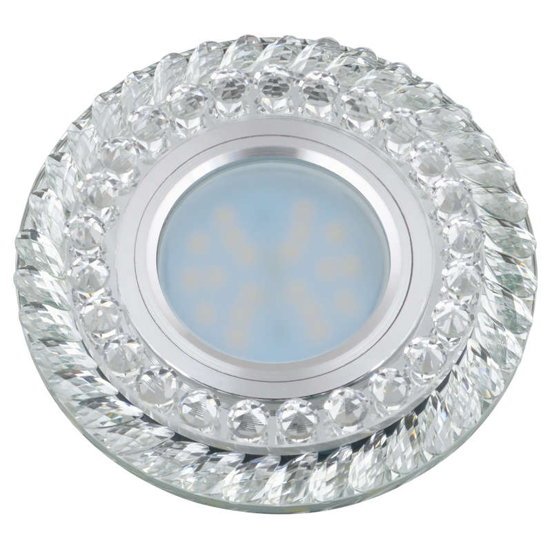 Светильник декоративный Luciole DLS-L132 GU5.3 CHROME/CLEAR GU5.3 встраив. доп. светодиод. подсветка 3Вт без лампы основание метал. хром отделка стекло бел. Fametto UL-00002716