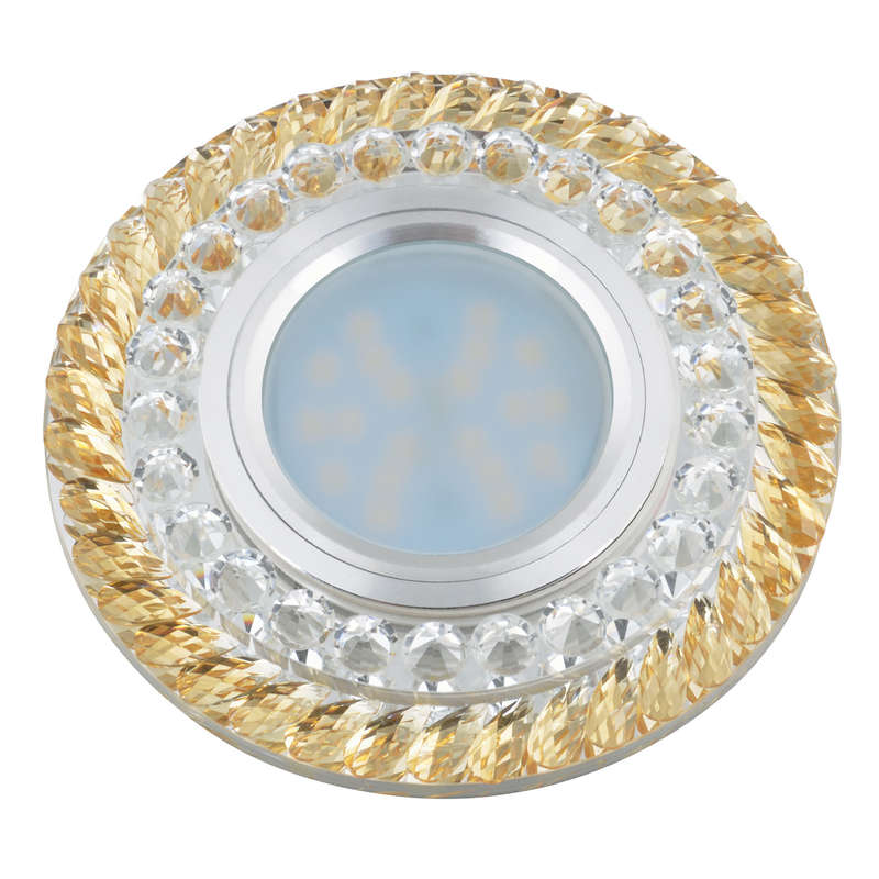 Светильник декоративный Luciole DLS-L132 GU5.3 CHROME/GOLD GU5.3 встраив. доп. светодиод. подсветка 3Вт без лампы основание метал. хром отделка стекло зол. Fametto UL-00002718