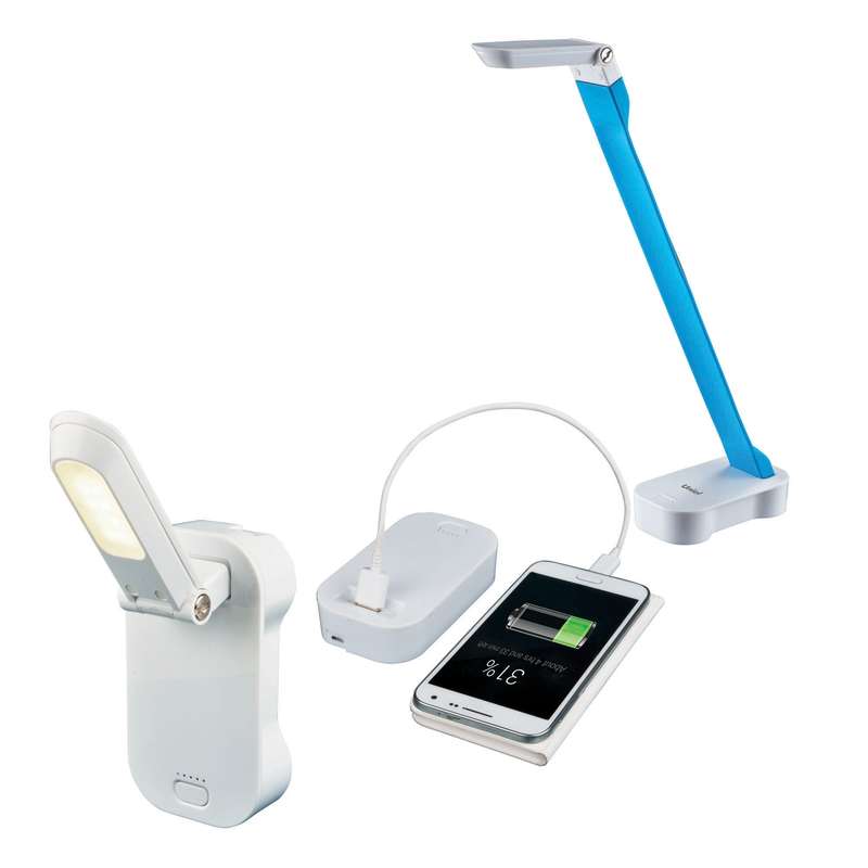 Светильник настольный трансформируемый TLD-530 Blue-White/LED/200Lm/6400K/PB механический выкл. встроен. аккум. Power bank для зарядки портативных электрон. устройств син. с бел. Uniel UL-00000795