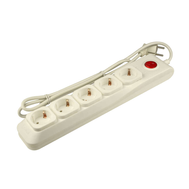 Удлинитель с сетевым фильтром 5х1.5м с заземл. 10А Lux SGSL5-1.5 IVORY ПВС 3х0.75 защита от перенапряж. короткого замыкания Uniel UL-00001751