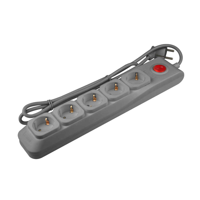 Удлинитель с сетевым фильтром 5х1.5м с заземл. 10А Lux SGSL5-1.5 WHITE ПВС 3х0.75 защита от перенапряж. короткого замыкания Uniel UL-00001750