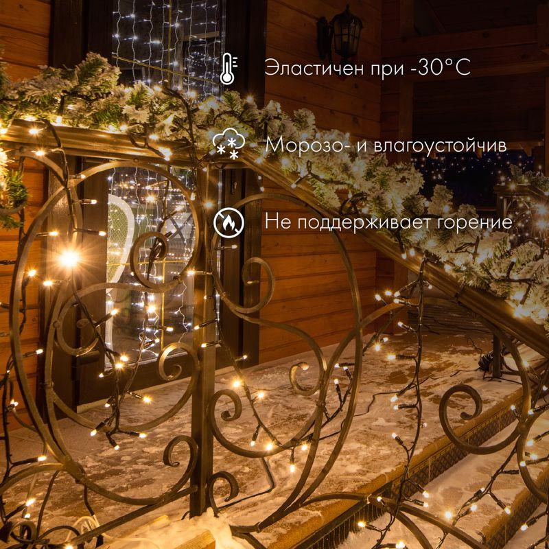 Гирлянда светодиодная "Нить" 10м 100LED син. 10Вт 230В IP65 постоян. свечение провод ПВХ прозр. (нужен шнур питания 303-500-1) Neon-Night 305-183