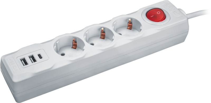 Удлинитель 3х1.8м с заземл. 16А IP20 61 455 NPE-USB01-03-180-ESC-3х1 2хUSB 2.1А 3х1 с выкл. Navigator 61455