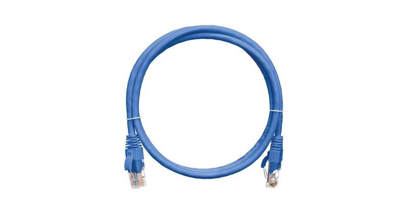 Патч-корд кат.5E (класс D) U/UTP 4 пары 24 AWG (7х0.205мм) 100МГц 2хRJ45 (8P8C) BC чистая медь LSZH нг(А)-HFLTx 0.3м син. NIKOMAX NMC-PC4UD55B-003-C-BL