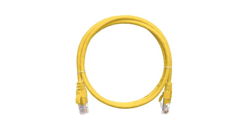 Патч-корд кат.5E (класс D) U/UTP 4 пары 24 AWG (7х0.205мм) 100МГц 2хRJ45 (8P8C) BC чистая медь LSZH нг(А)-HFLTx 3м желт. NIKOMAX NMC-PC4UD55B-030-C-YL