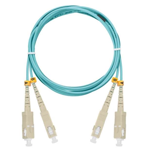 Патч-корд NMF-PC2M3C2-SCU-SCU-003 волоконно-оптический соед. многомод. 50/125мкм стандарта ОМ3 SC/UPC-SC/UPC двойн. LSZH нг(В)-HFLTx 2мм аква 3м NIKOMAX NMF-PC2M3C2-SCU-SCU-003