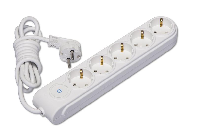 Удлинитель 5х2м с заземл. 16А IP20 ПВС 3х1.5 с выкл. защ. шторки Makel N5310034