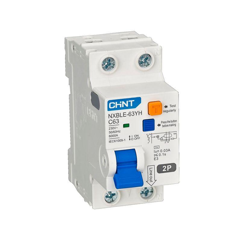 Выключатель автоматический дифференциального тока АВДТ NXBLE-63YH 2P C40 300мА тип AC 6кА электронный (R) CHINT 515407