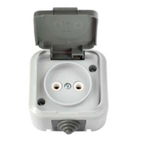 Розетка 1-м ОП IP54 с крышкой сер. Bylectrica РА16-296(03)