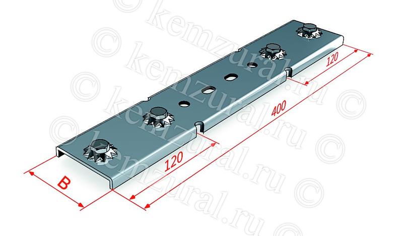 Соединитель переходной НЛ-СПцУТ1.5 борт 100мм (S=1.2мм) гор. цинк. КЭМЗ 449 950145 19