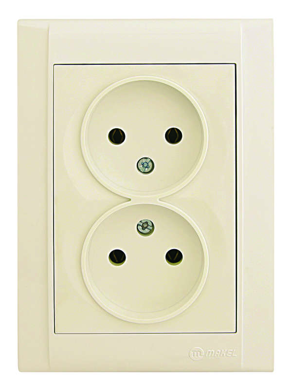 Розетка 2-м СП Defne 16А IP20 без заземл. крем. Makel 42010017
