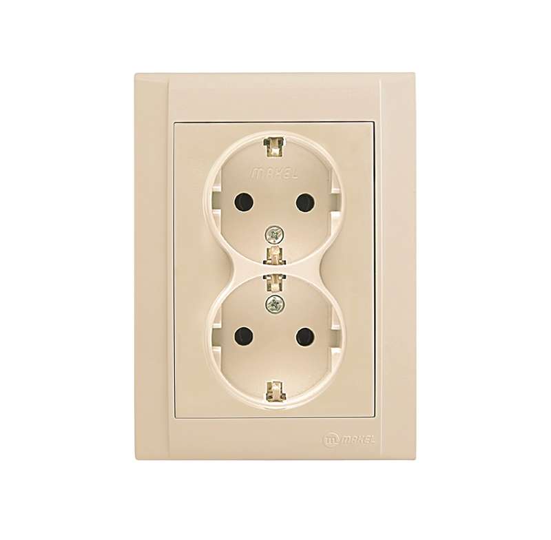 Розетка 2-м СП Defne 16А IP20 с заземл. крем Makel 42010057