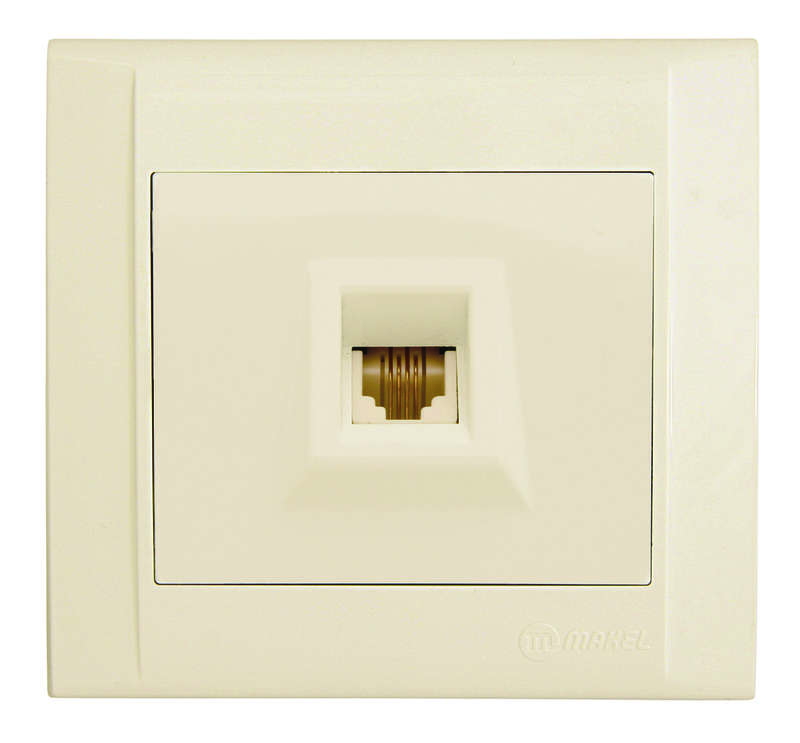 Розетка телефонная 1-м СП Defne TF 16А IP20 евро стандарт крем Makel 42010014