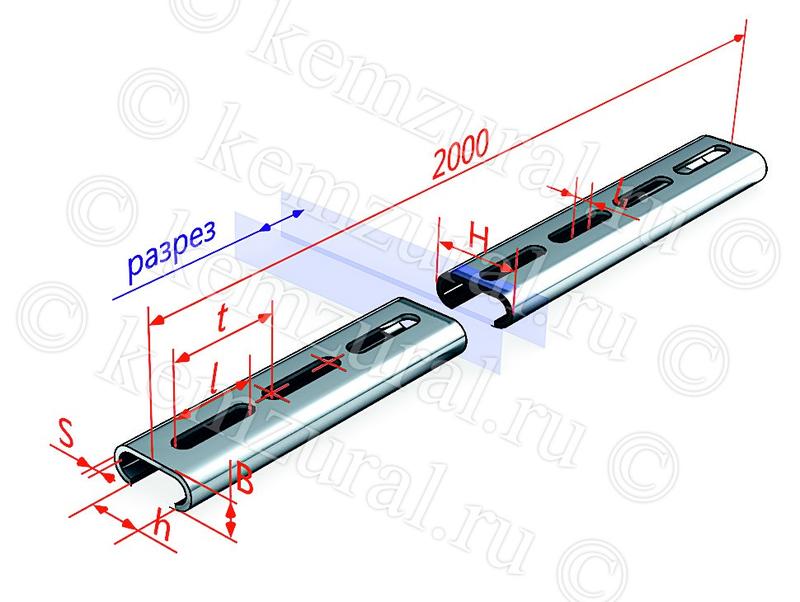 Профиль С-образный 40х20 L2000 сталь 2мм К108/2 ХЛ1 КЭМЗ 465 402026 1f