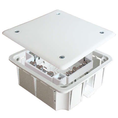 Коробка распределительная СП 92х92х40мм с клемм. 8 выходов для гипсокартона 10А 24 контакта пластик. лапки крышка на винтах Epplast 165204