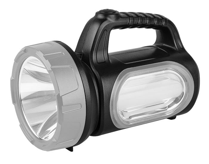 Фонарь-прожектор аккумуляторный AccuF7-L3W/L10-bk 3Вт 160лм + боков. панель 10х0.25Вт 50лм IP20 аккум. 0.9А.ч дальность луча прожектора 300м черн. ФАZА 5014831