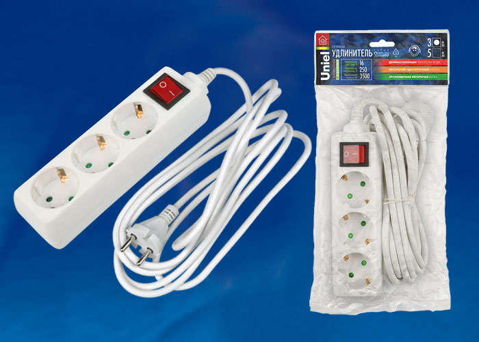 Удлинитель 3х2м с заземл. Standart S-GCD3-2B с выкл. Uniel 02920