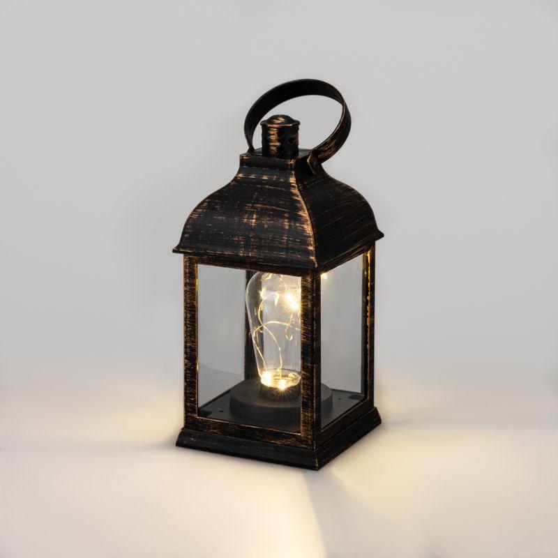 Фонарь декоративный 10.5х10.5х22.5см тепл. бел. со свечкой корпус бронз. Neon-Night 513-053