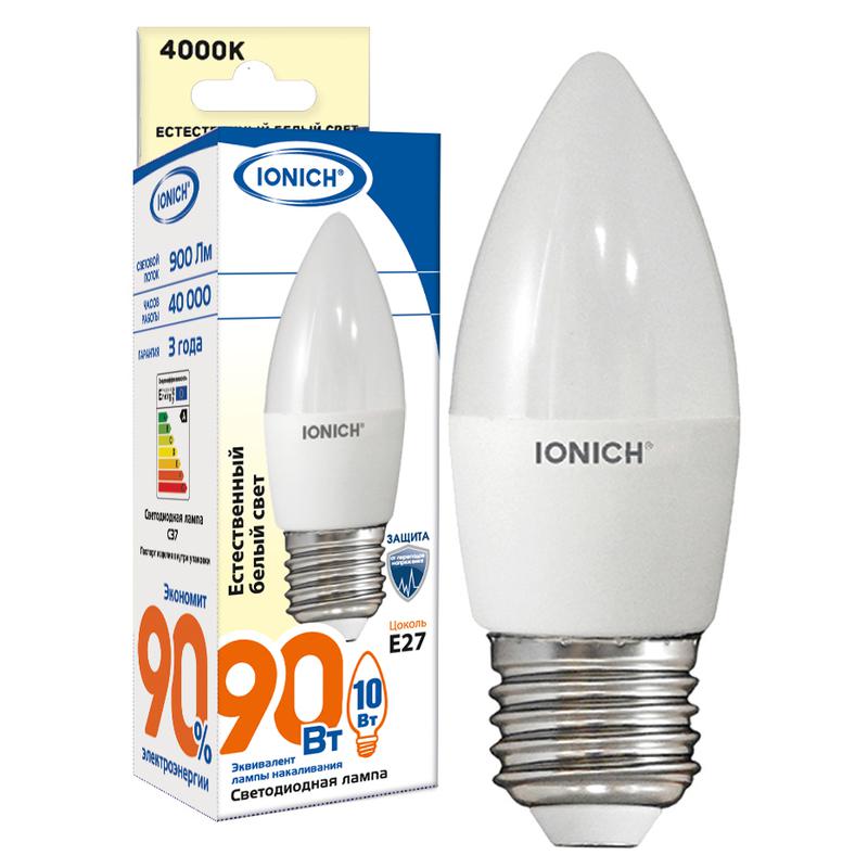 Лампа светодиодная ILED-SMD2835-C37-10-900-220-4-E27 IONICH 1552