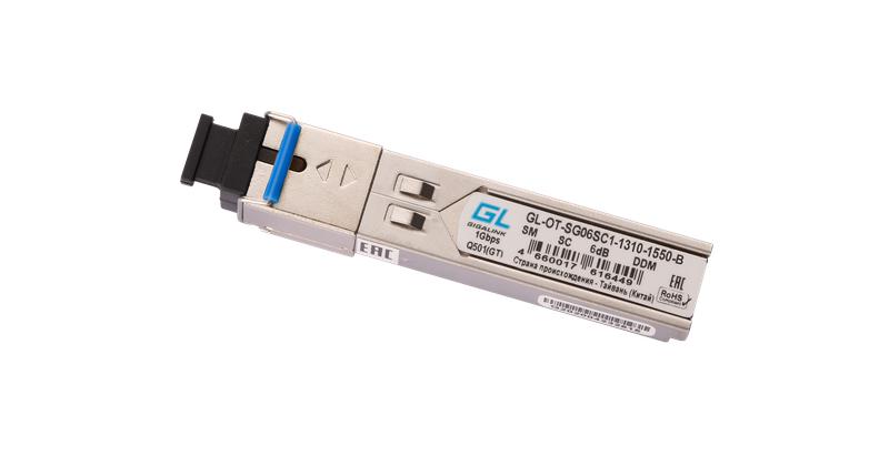 Модуль SFP WDM 155Mb/1.25Gb/s одно волокно SM SC Tx:1310/Rx:1550нм 6дБ до 3км NIKOMAX GL-OT-SG06SC1-1310-1550-B