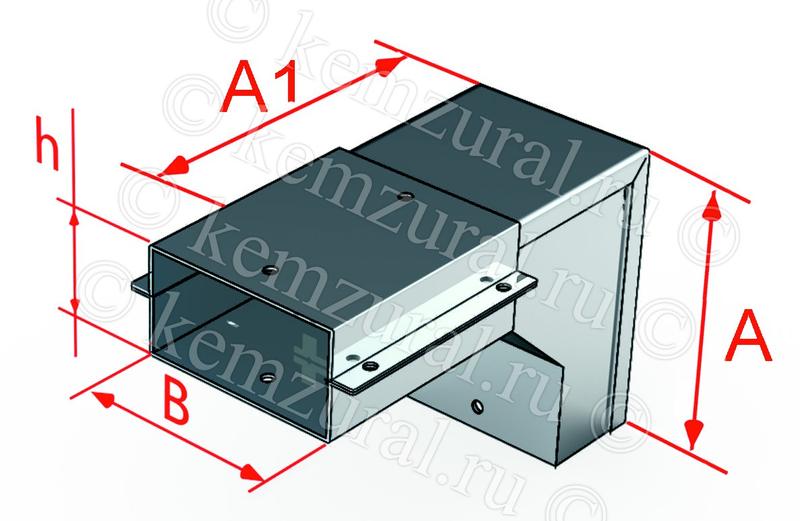 Короб угловой вниз на 90град. 1мм СУН200х100 УТ1.5 КЭМЗ 386 201003 54
