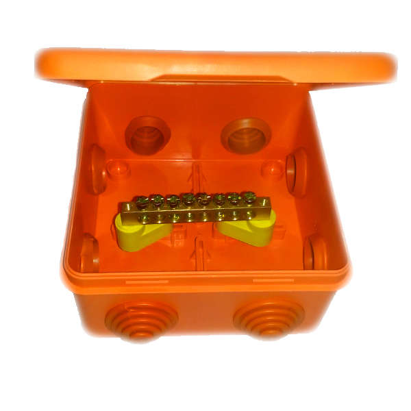 Коробка распределительная ОП 100х100х55мм IP54 для уравн. потенциалов негорюч. оранж. ГУСИ С3В108 КУП Нг Евро