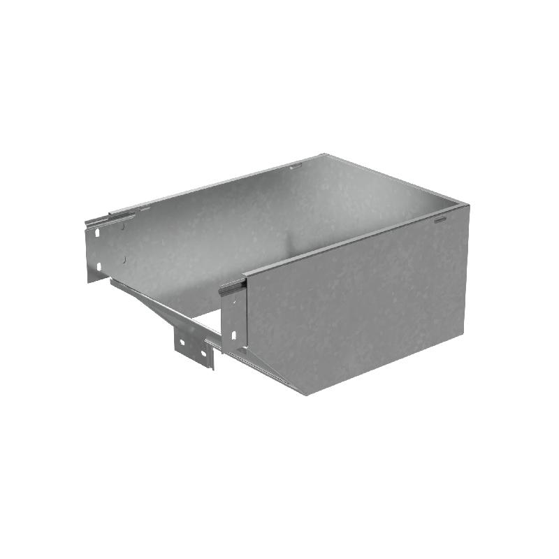 Угол для лотка вертикальный внешний левый с разворотом трассы на 90град. 300х100 сталь 1мм "ПЛЮС" VLPDplus90-100-300-L КМ PL2528