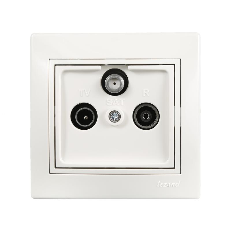 Розетка телевизионная проходная TV/SAT-Radio Mira с бел. вставкой бел. LEZARD 701-0202-134