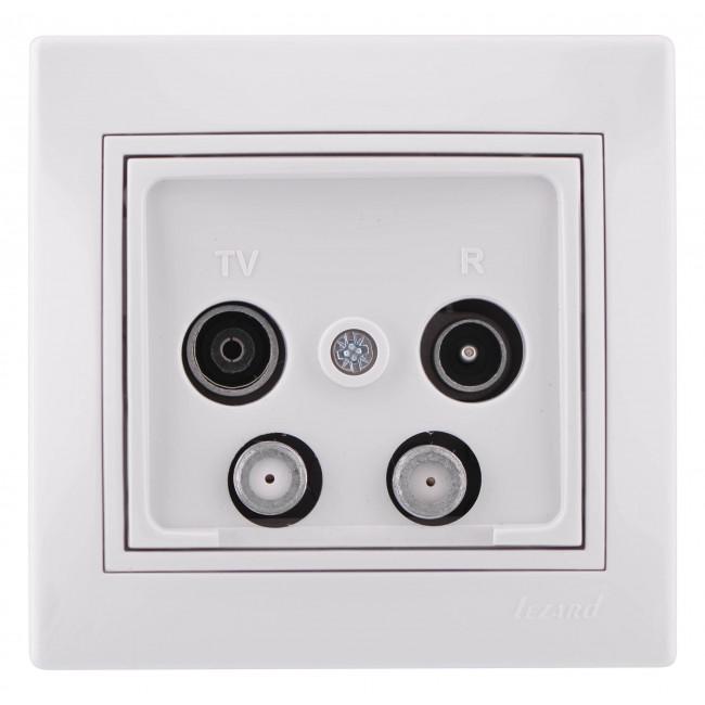 Розетка телевизионная оконечная TV/R/SAT/SAT 2-м Mira с бел. вставкой бел. LEZARD 701-0202-159