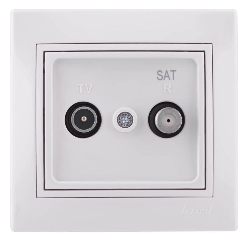 Розетка телевизионная проходная TV/SAT Mira с бел. вставкой бел. LEZARD 701-0202-160
