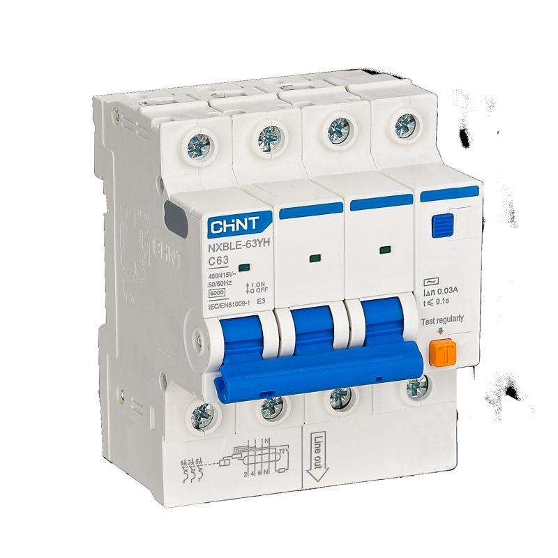 Выключатель автоматический дифференциального тока АВДТ NXBLE-63YH 3P C16 100мА тип A 6кА электронный (R) CHINT 539940