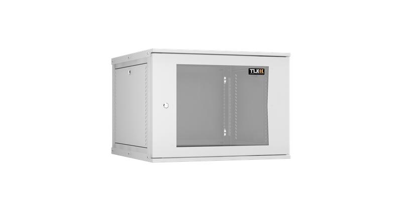 Шкаф настенный 19дюйм 9U стекл. дверь Ш600хВ436хГ600мм 2 пары монтаж. направляющих разборн. сер. NIKOMAX TWI-096060-R-G-GY