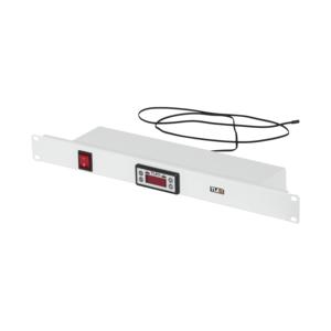 Панель с терморегулятором и датчиком 19дюйм 1U Г90мм без шнура питания сер. NIKOMAX TLK-TERM-GY