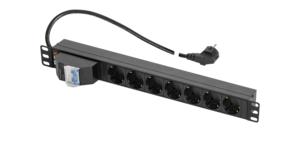 Блок розеток 7-м 16А 19дюйм 4кВт 490х44.4х44.4мм 2п автомат метал. корпус защ. шторки шнур 2м NIKOMAX TLK-RSC07-MD-04-BK