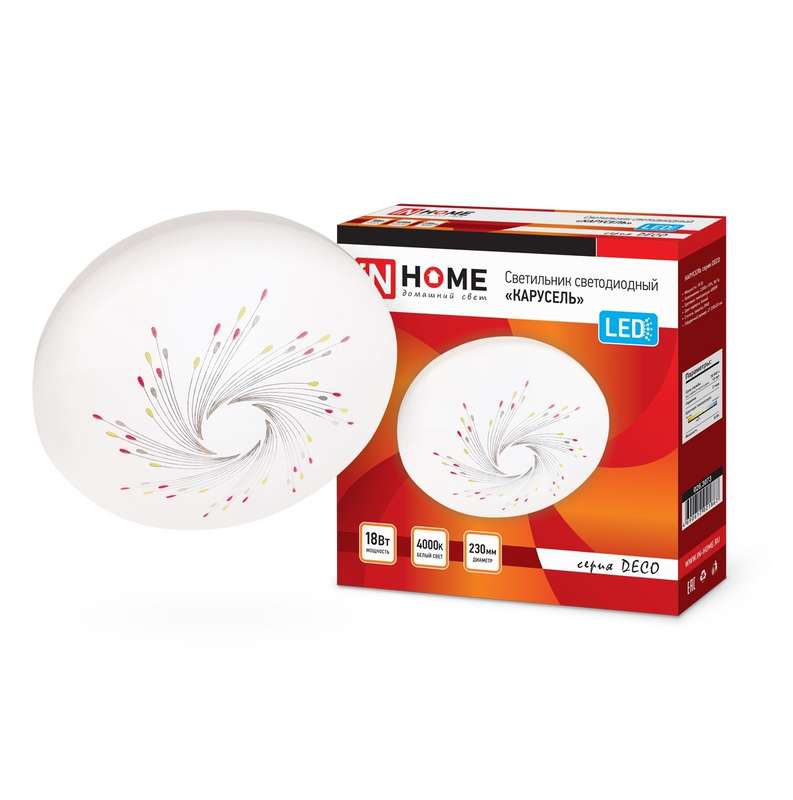 Светильник светодиодный DECO КАРУСЕЛЬ 18Вт 4000К 1620лм 230В 260х55мм IN HOME 4690612021867