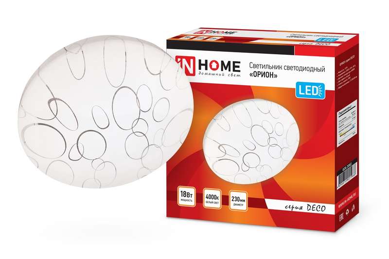 Светильник светодиодный DECO ОРИОН 18Вт 4000К 1620лм 230В 260х55мм IN HOME 4690612021966
