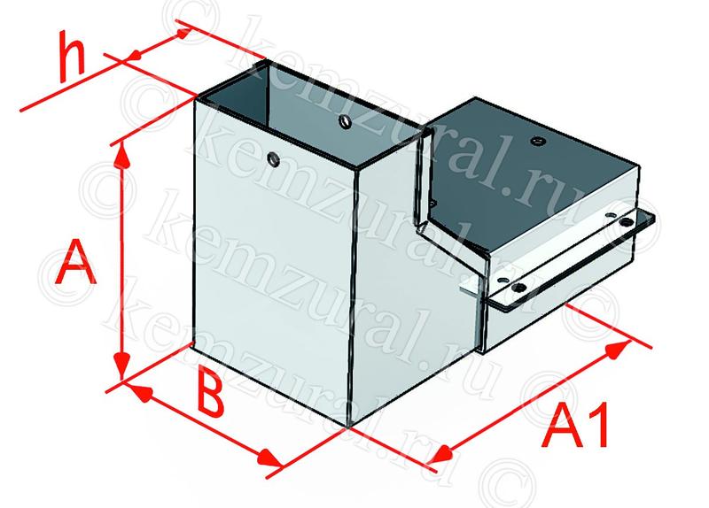 Короб угловой вверх на 90град. 1мм СУВ100х50 цУТ1.5 гор. оцинк. КЭМЗ 385 100503 59