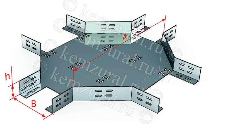Лоток крестообразный КМ200х65 цУТ1.5 (S=1.2мм) гор. цинк КЭМЗ 105 203304 29