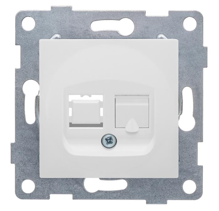 Розетка телефонная 1-м СП Ugra RJ12 механизм бел. GUSI С11Т1-001