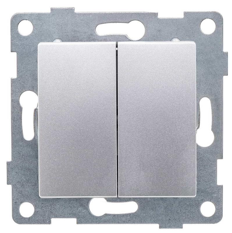 Выключатель 2-кл. СП Ugra 10А 250В механизм серебр. GUSI С11В2-004