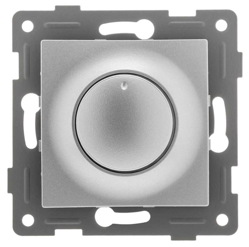 Механизм диммера СП Ugra 500Вт с накладкой и воротком серебр. GUSI С11Д6-004