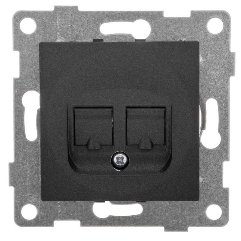 Розетка компьютерная 2-м СП Ugra RJ45 механизм графит GUSI С11К2-010