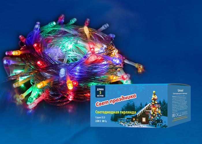 Гирлянда светодиодная ULD-S0500-050/DTA MULTI IP20 с контроллером 5м разноцвет. свет провод прозр. Uniel UL-00005250